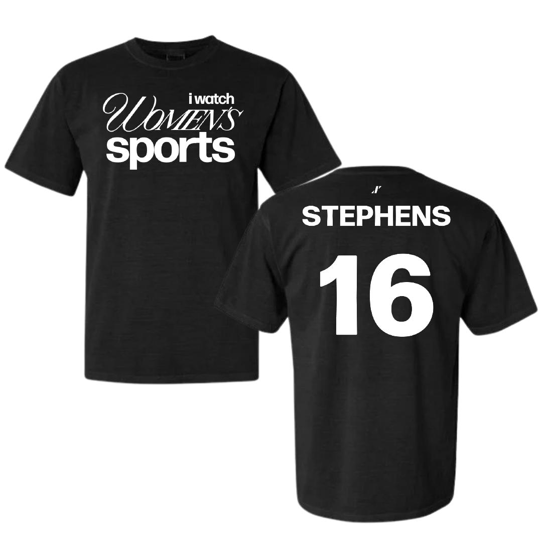 University of Louisiana at Lafayette Soccer Black WHM Comfort Colors Tee - #16 Sisley Stephens
