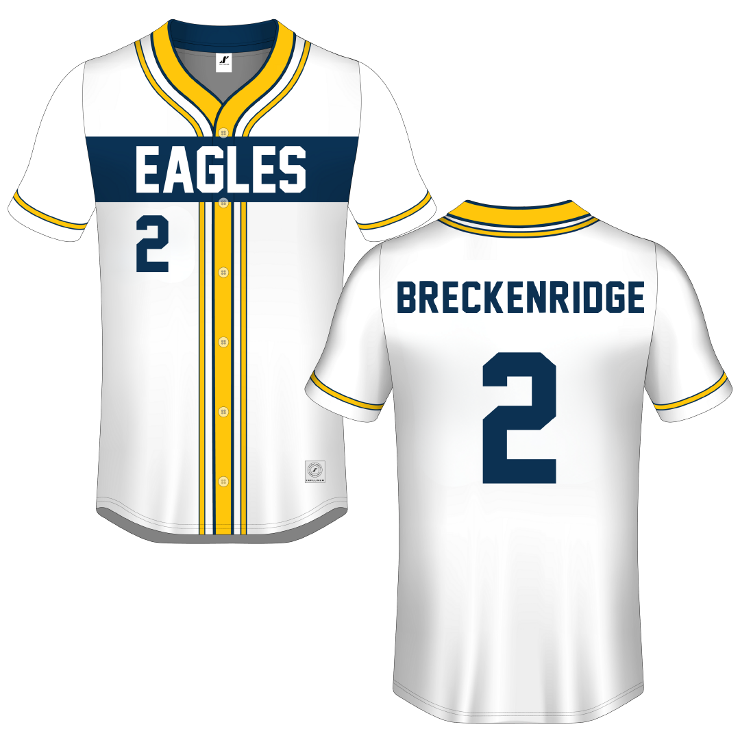 Coppin State University White Button-Down Jersey - #2 Gabe Breckenridge