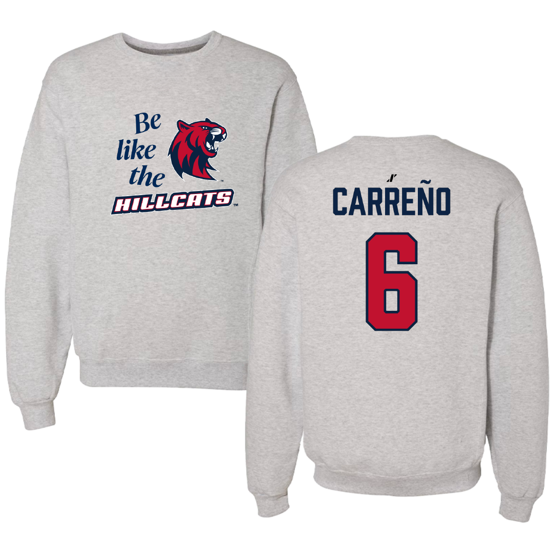 Rogers State University Soccer Light Gray Be Like Us Crewneck - #6 Khari Carreño