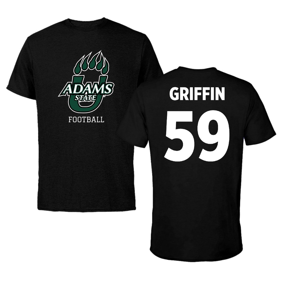 Adams State University Football Black State Tee - #59 Tyler Griffin