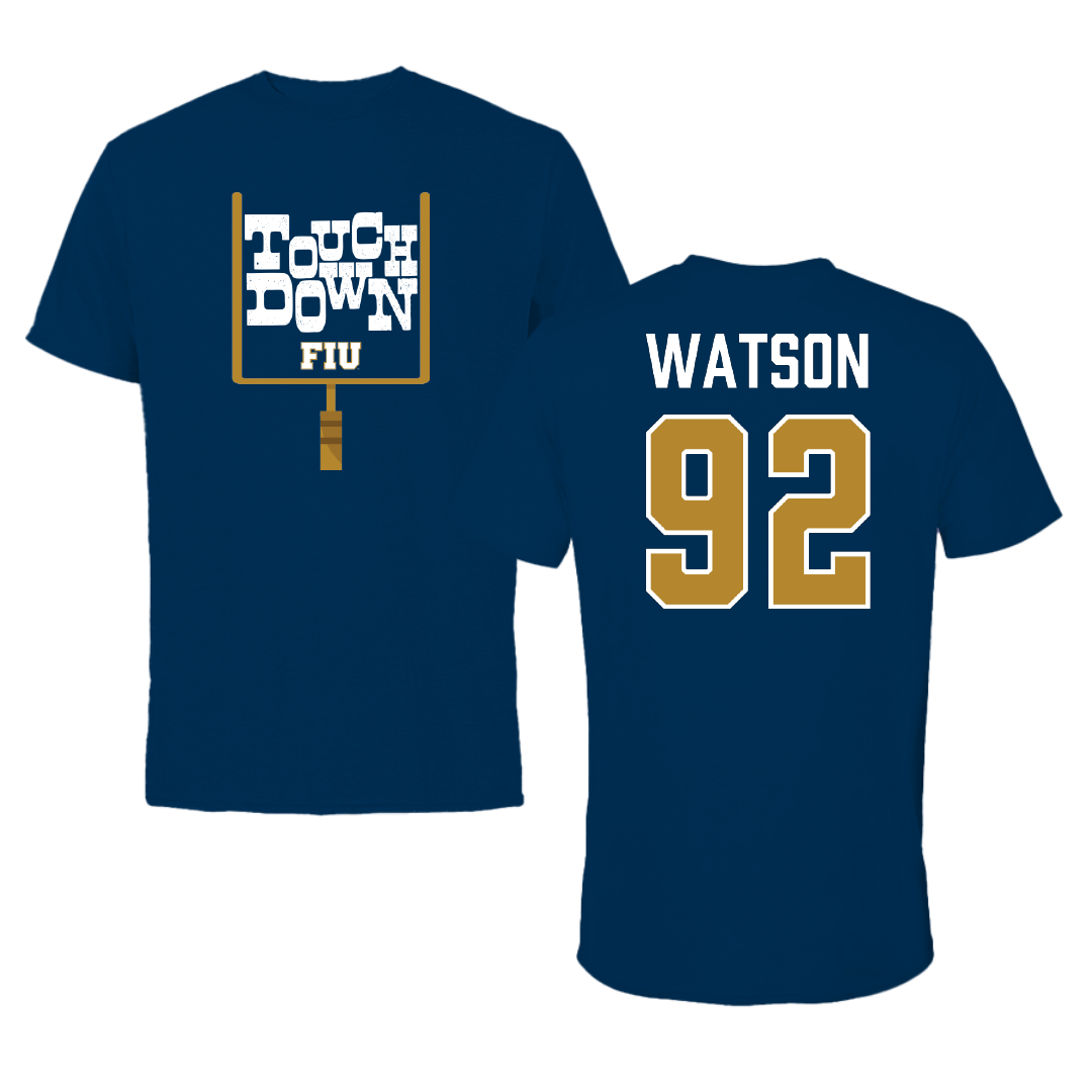 Florida International University Football Navy Touchdown Performance Tee - #92 Nicholas Watson