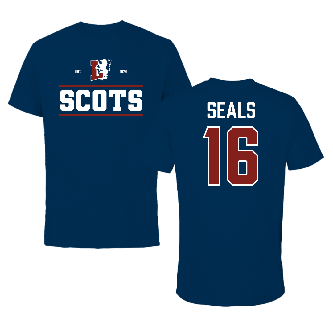Lyon College Football Navy General Tee - #16 Jacobi Seals