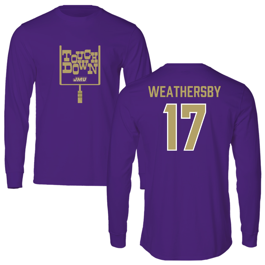 James Madison University Football Purple Touchdown Performance Long Sleeve - #17 Gannon Weathersby