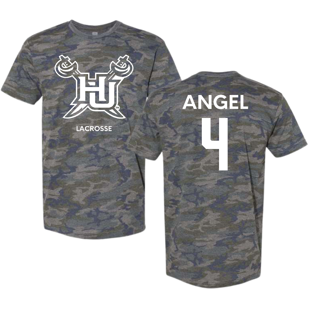 Hampton University Lacrosse (M) Vintage Camo Tee - #4 Jonathan Angel