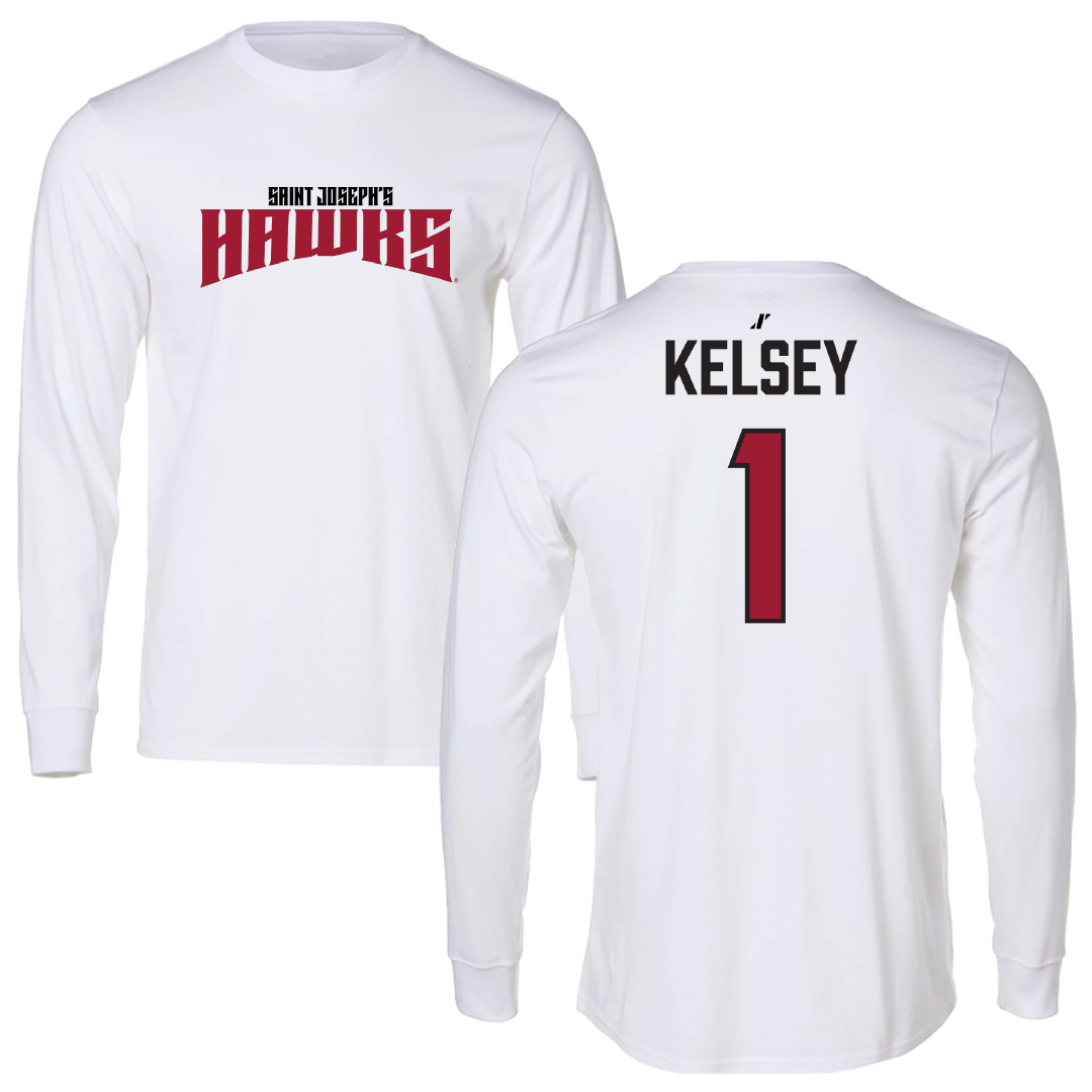 Saint Joseph's University Baseball White Classic Long Sleeve - #1 Alex Kelsey
