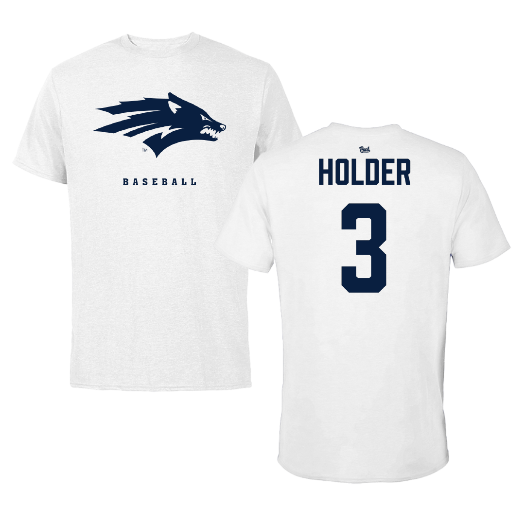 University of Nevada Baseball White Performance Tee - #3 Taylor Holder