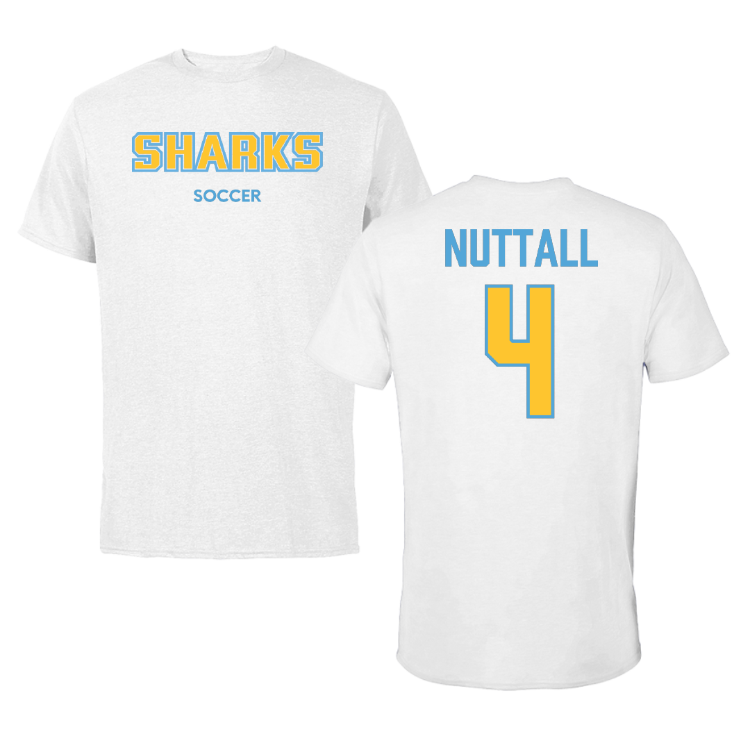Long Island University Soccer (W) White Sharks Tee - #4 Caroline Nuttall