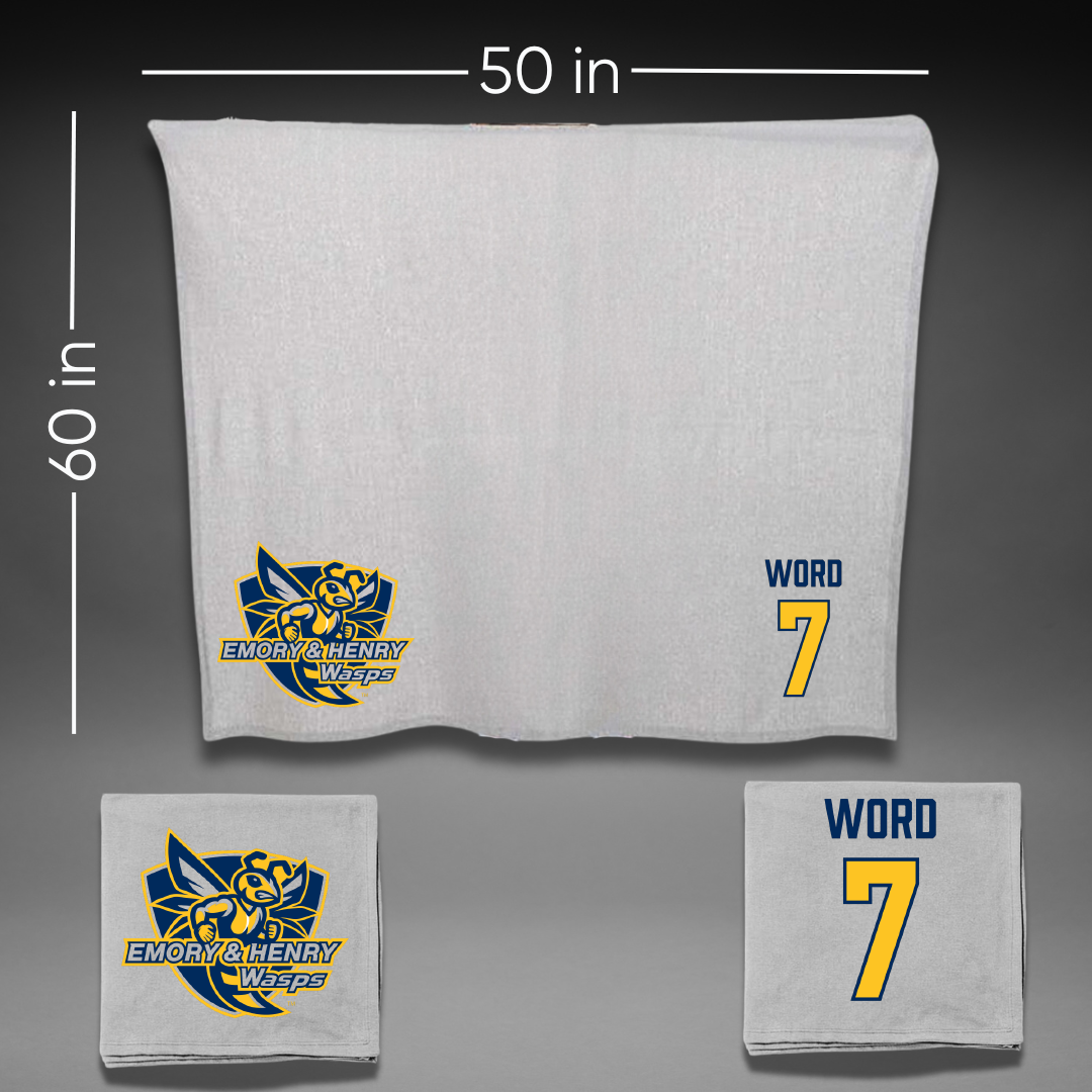 Emory & Henry College Baseball Gray Blanket - #7 Hunter Word