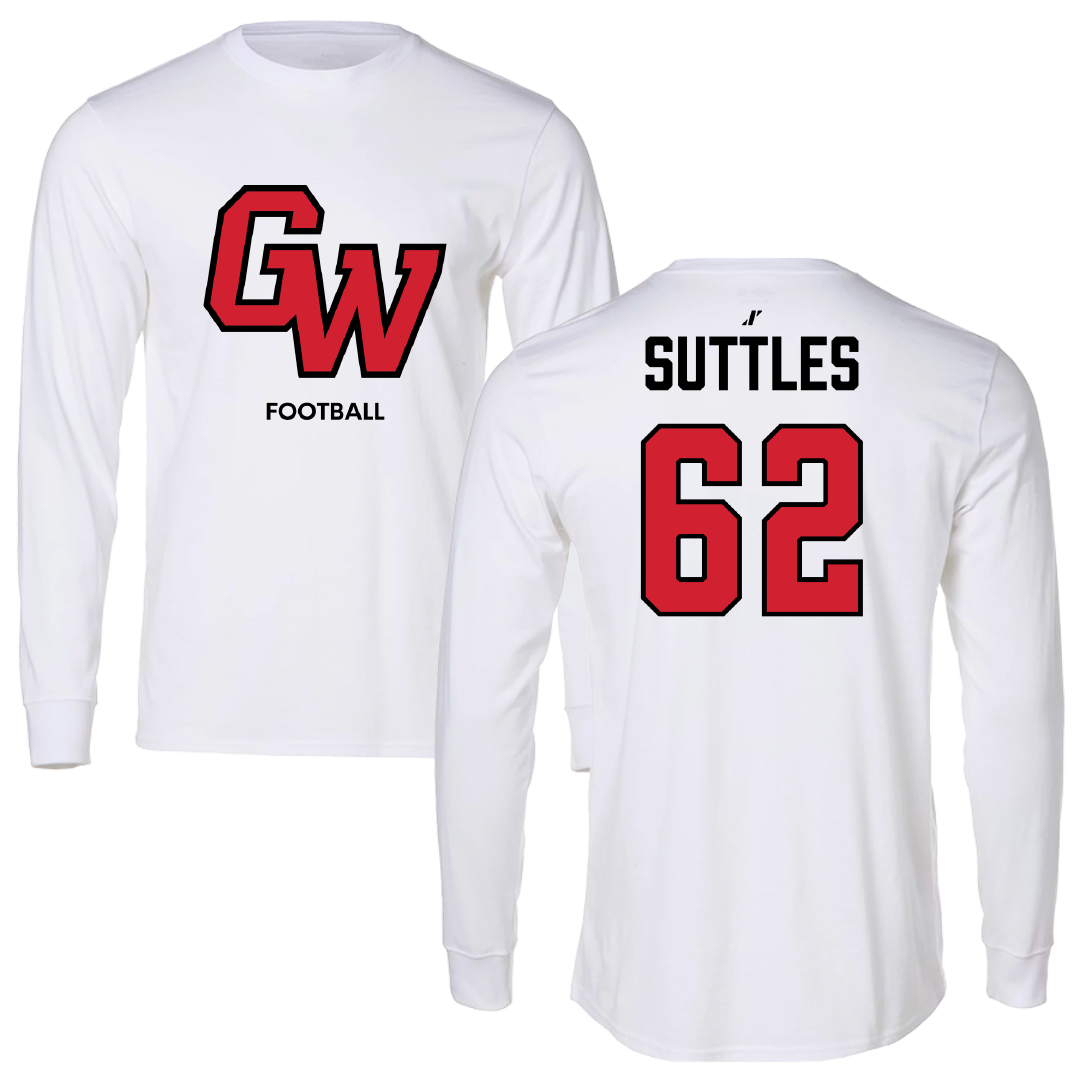 Gardner-Webb University Football White Performance Long Sleeve - #62 AJ Suttles