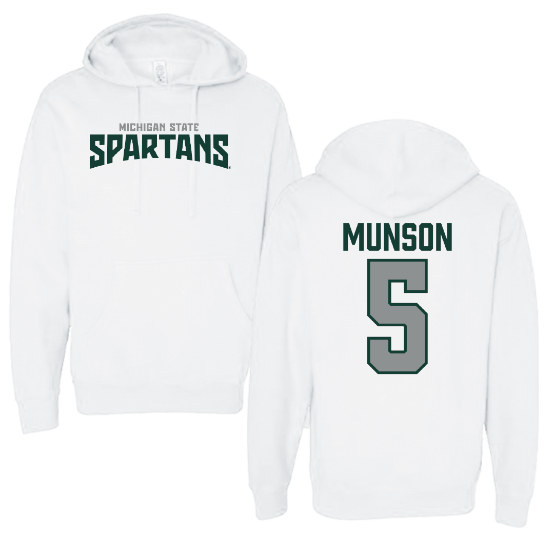 Michigan State University Soccer White Classic Hoodie - #5 Brandon Munson