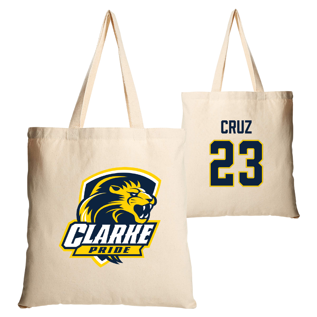 Clarke University Basketball (M) Tan Canvas Tote Bag - #23 Joevanny Cruz