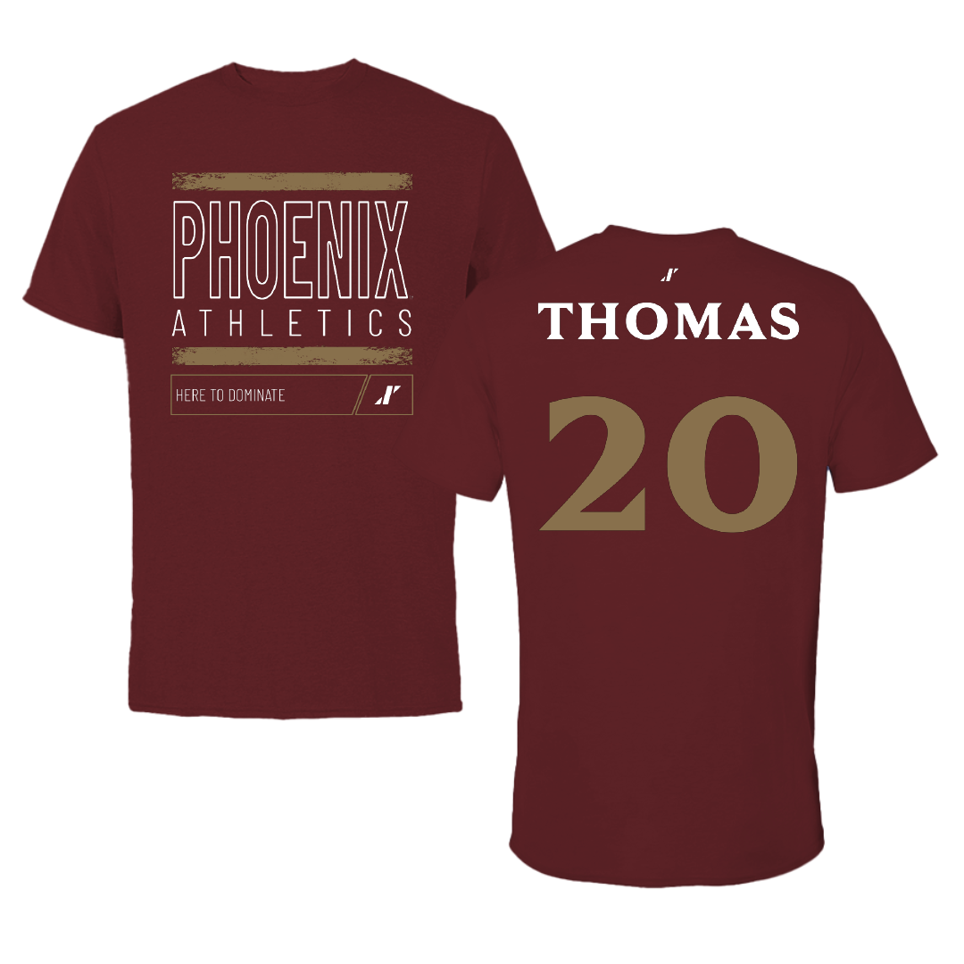 Elon University Football Maroon Dominate Performance Tee - #20 T.J. Thomas