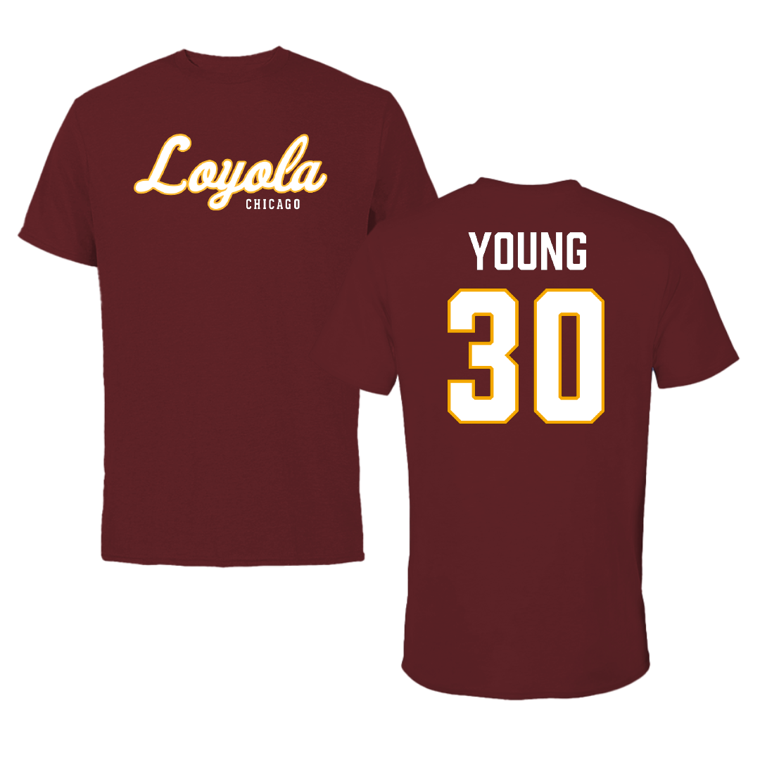Loyola University-Chicago Basketball (M) Maroon Loyola Performance Tee - #30 Brayden Young