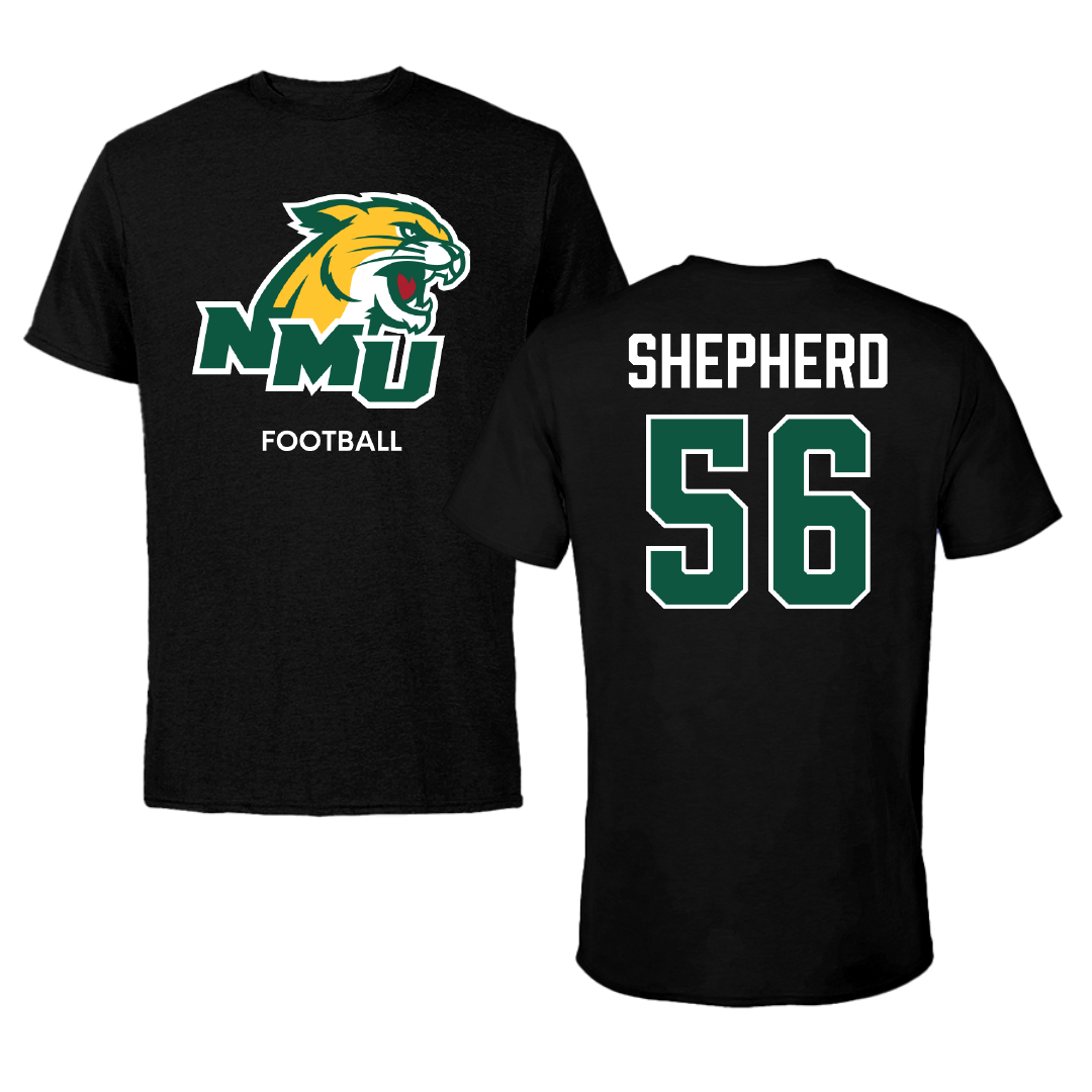 Northern Michigan University Football Black Performance Tee - #56 Graycen Shepherd
