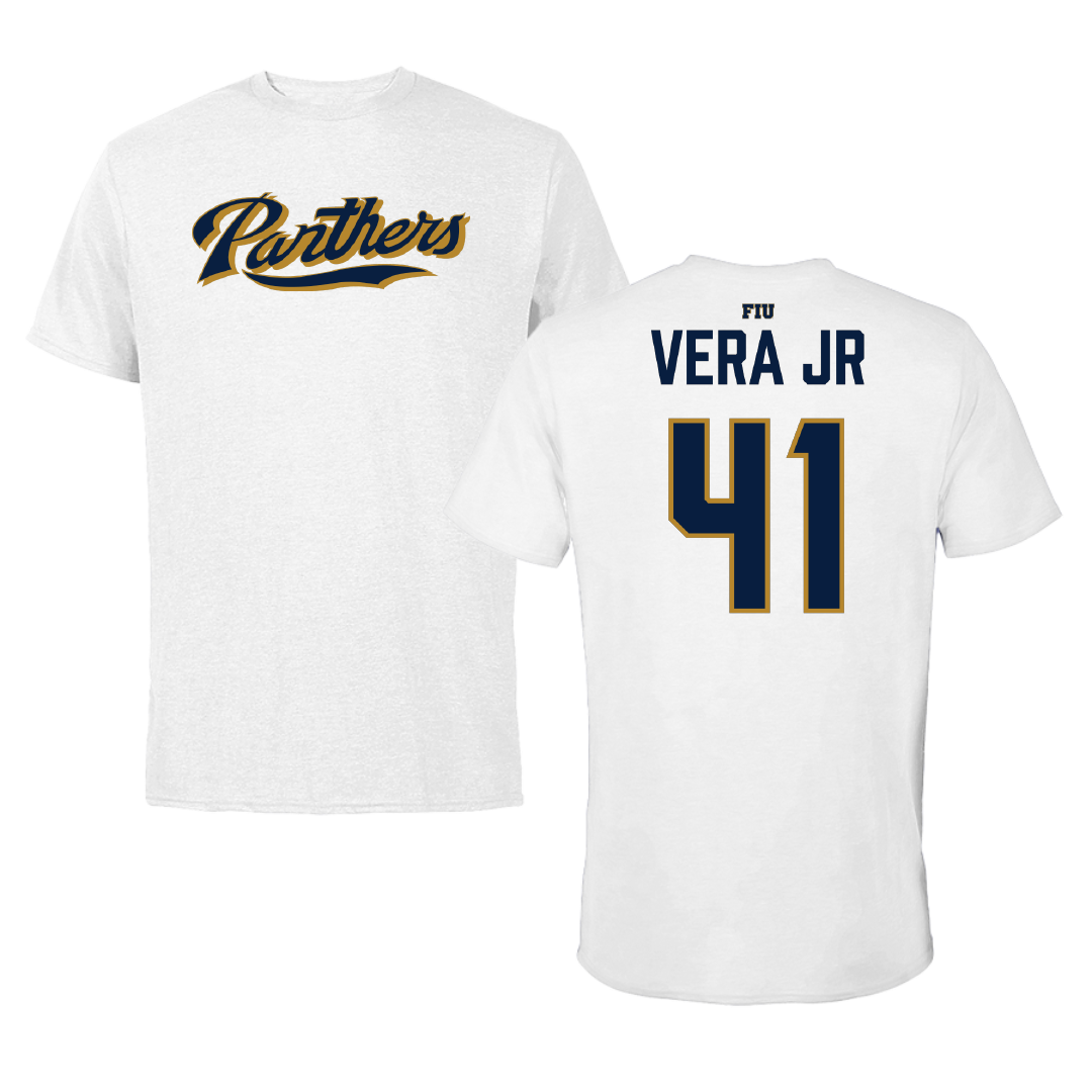 Florida International University Baseball White Tee - #41 Jamel Vera Jr