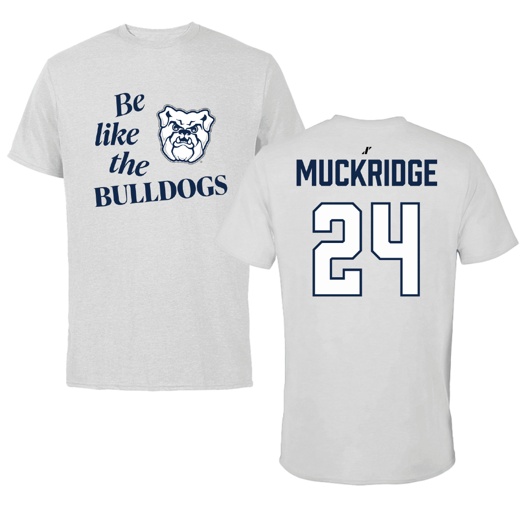 Butler University Soccer (M) Light Gray Be Like Us Performance Tee - #24 Evan Muckridge