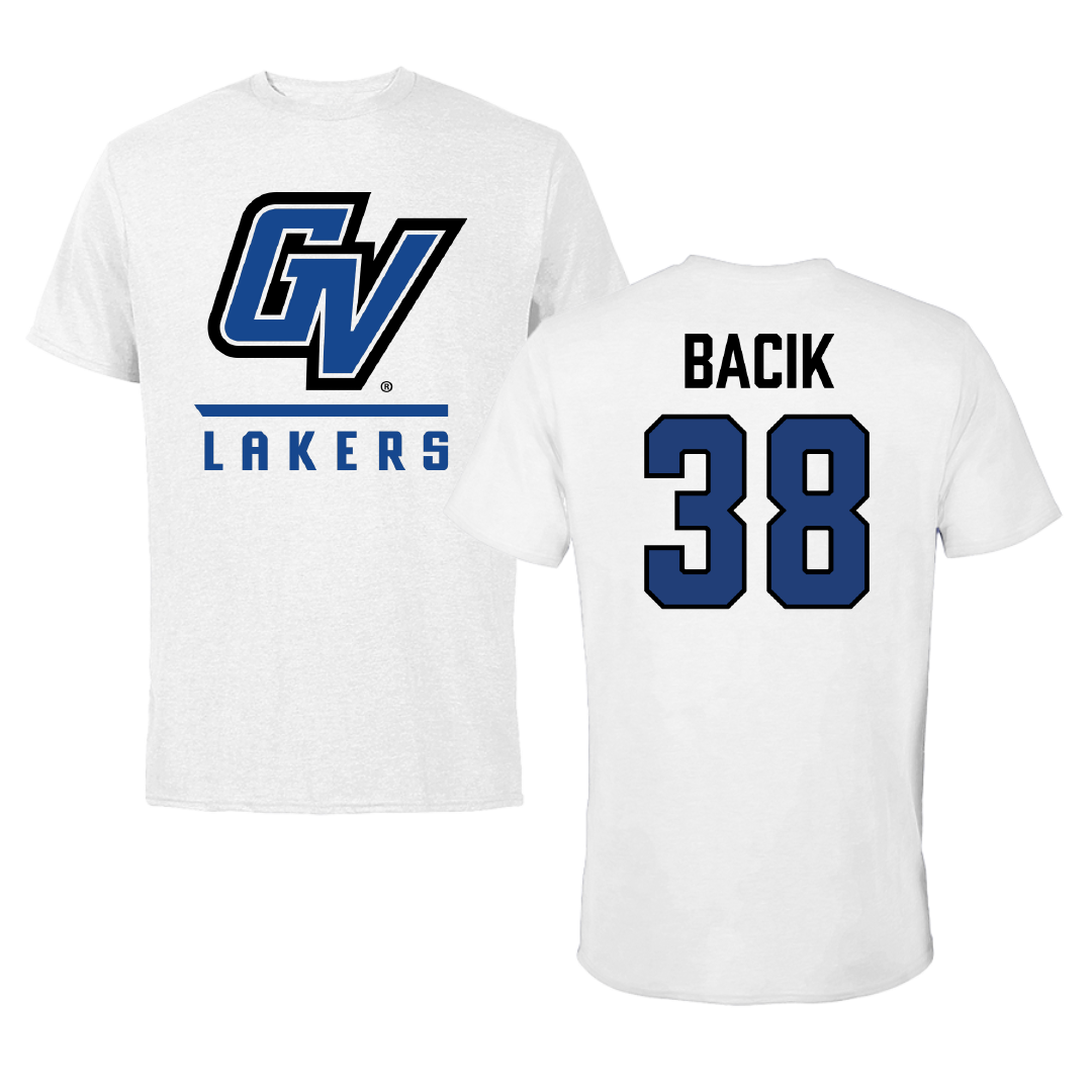 Grand Valley State University Football White Performance Tee - #38 Mathew Bacik