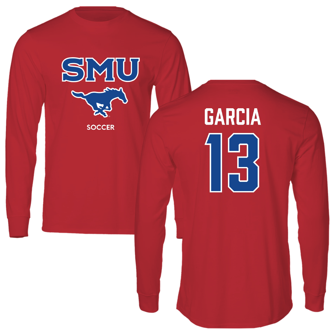 Southern Methodist University Soccer (M) Red Long Sleeve - #13 Richie Garcia