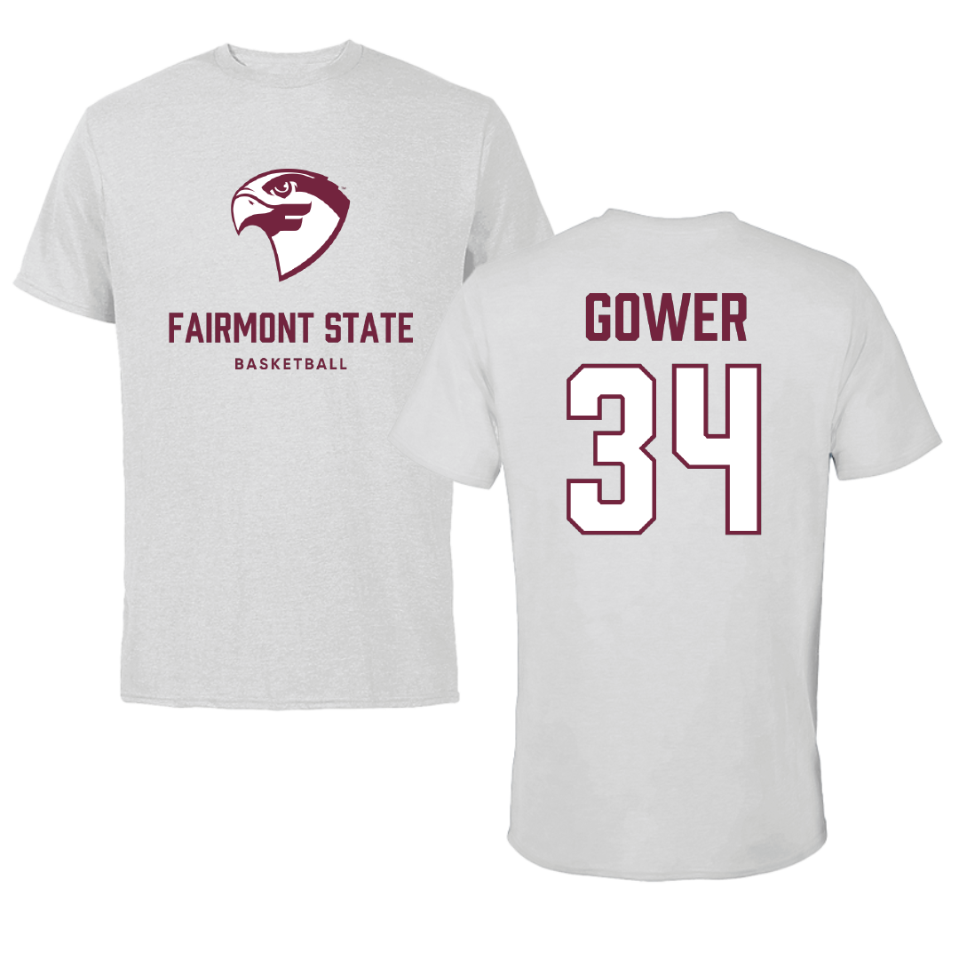 Fairmont State University Basketball (M) Light Gray Performance Tee - #34 Connor Gower