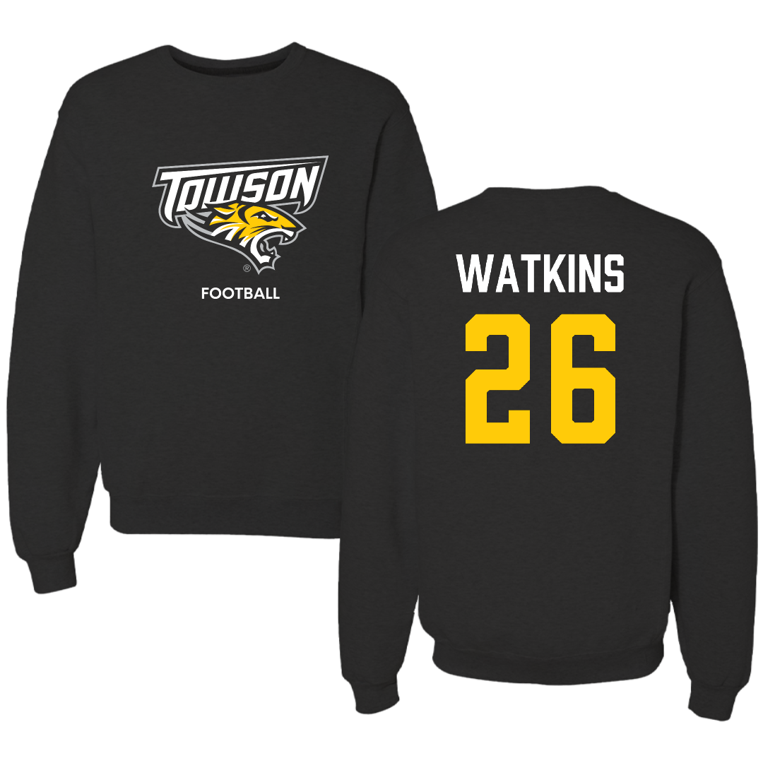 Towson University Football Black Crewneck - #26 Christopher Watkins