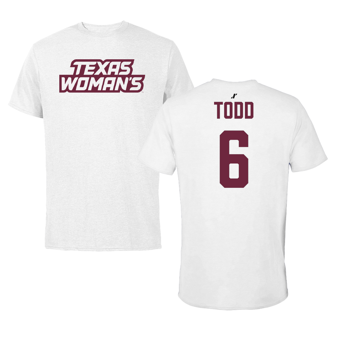 Texas Woman's University Softball White Tee - #6 Riley Todd
