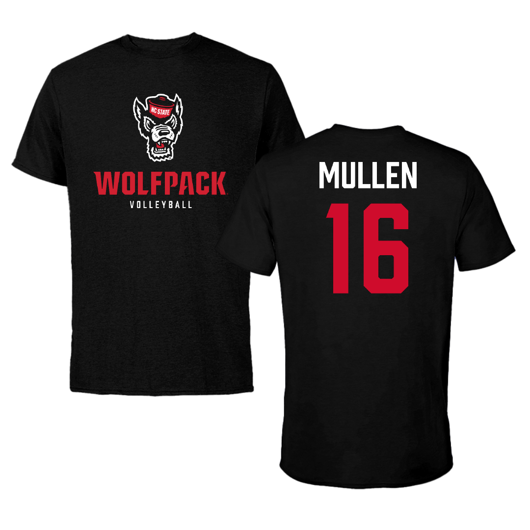 North Carolina State University Volleyball Black Wolfpack Performance Tee - #16 Ashley Mullen