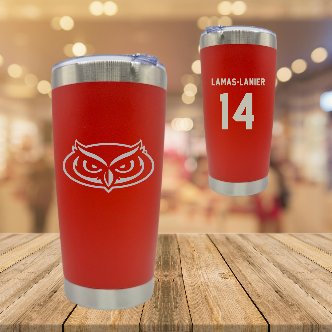 Florida Atlantic University Football Red Stainless Steel Tumbler - #14 Courtney Lamas-Lanier