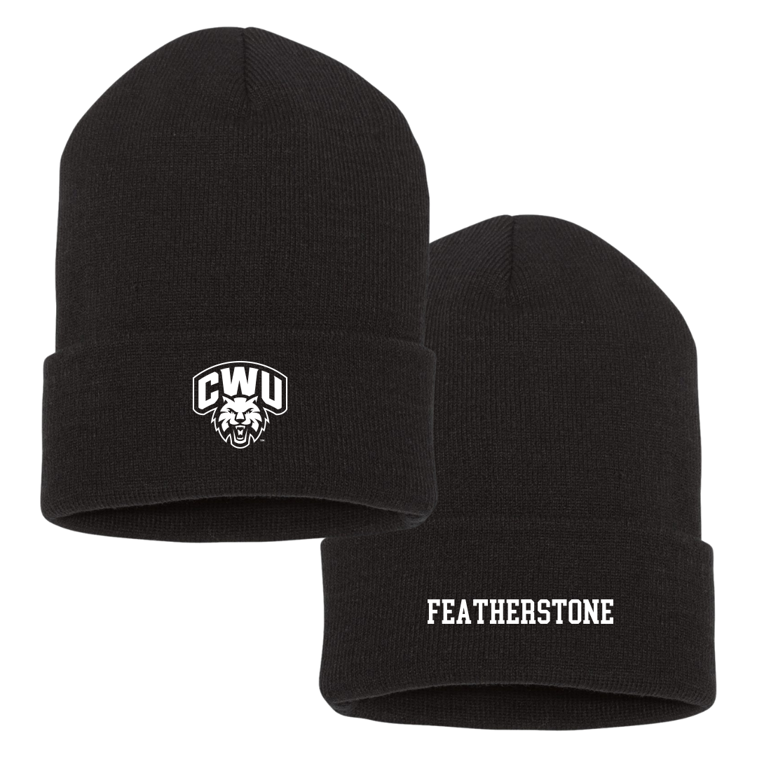 Central Washington University Football Black Beanie - #19 Samaje Featherstone