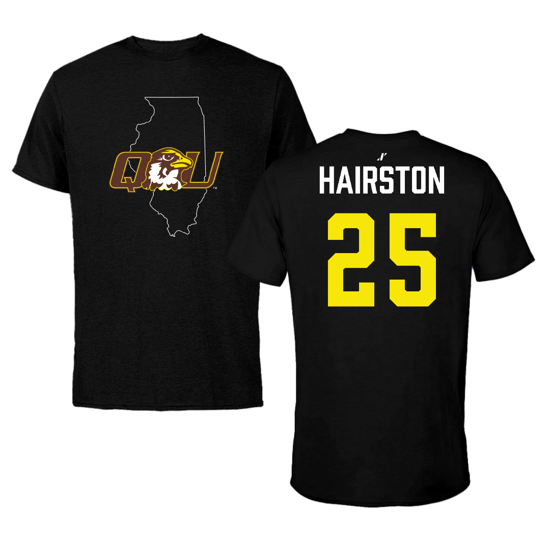 Quincy University Basketball Black State Performance Tee - #25 Emmanuel Hairston