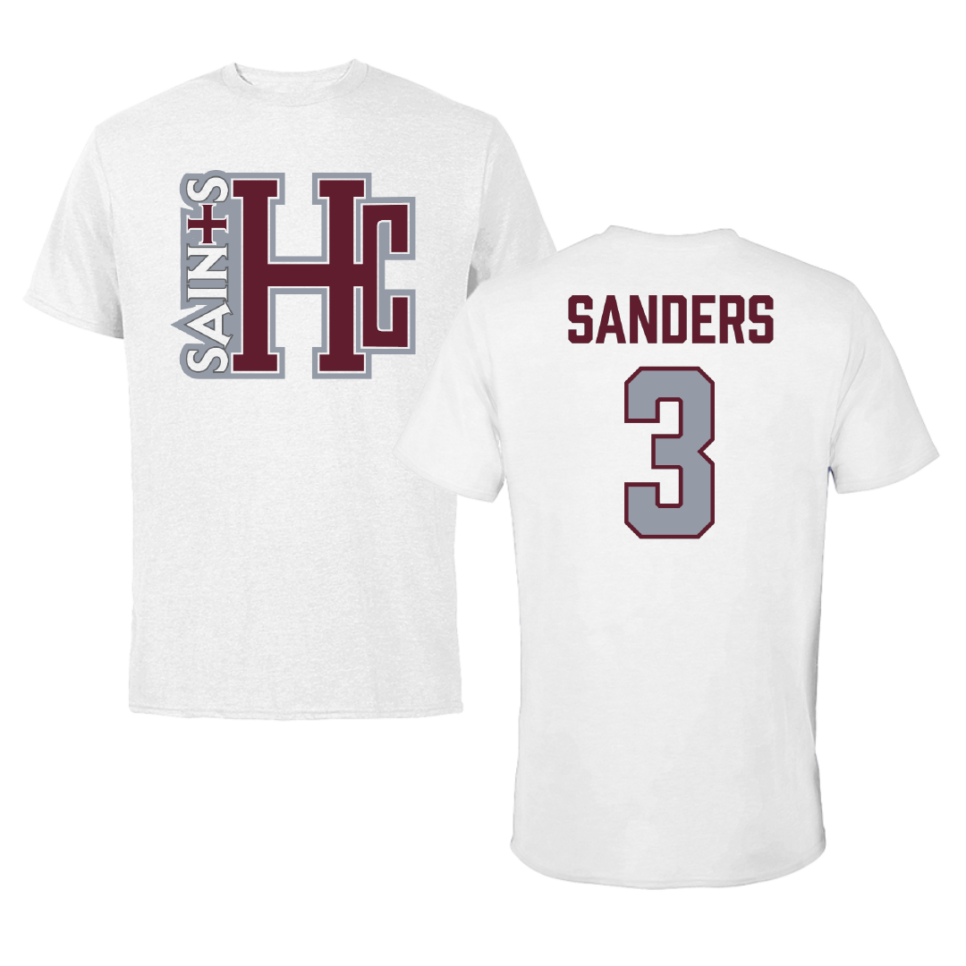 Holy Cross College Basketball (M) White Performance Tee - #3 Jayden Sanders