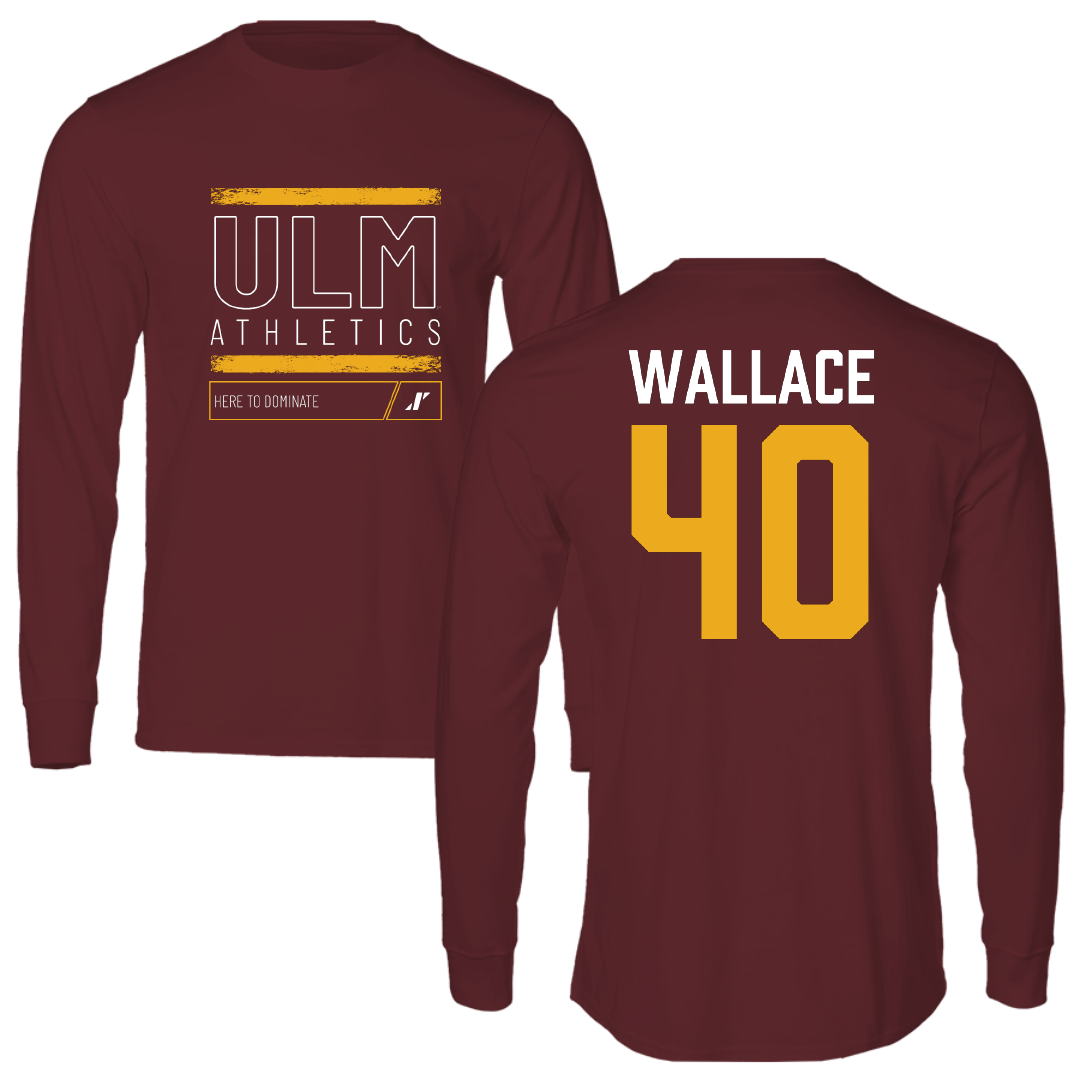 University of Louisiana Monroe Baseball Maroon Dominate Performance Long Sleeve - #40 Jacob Wallace