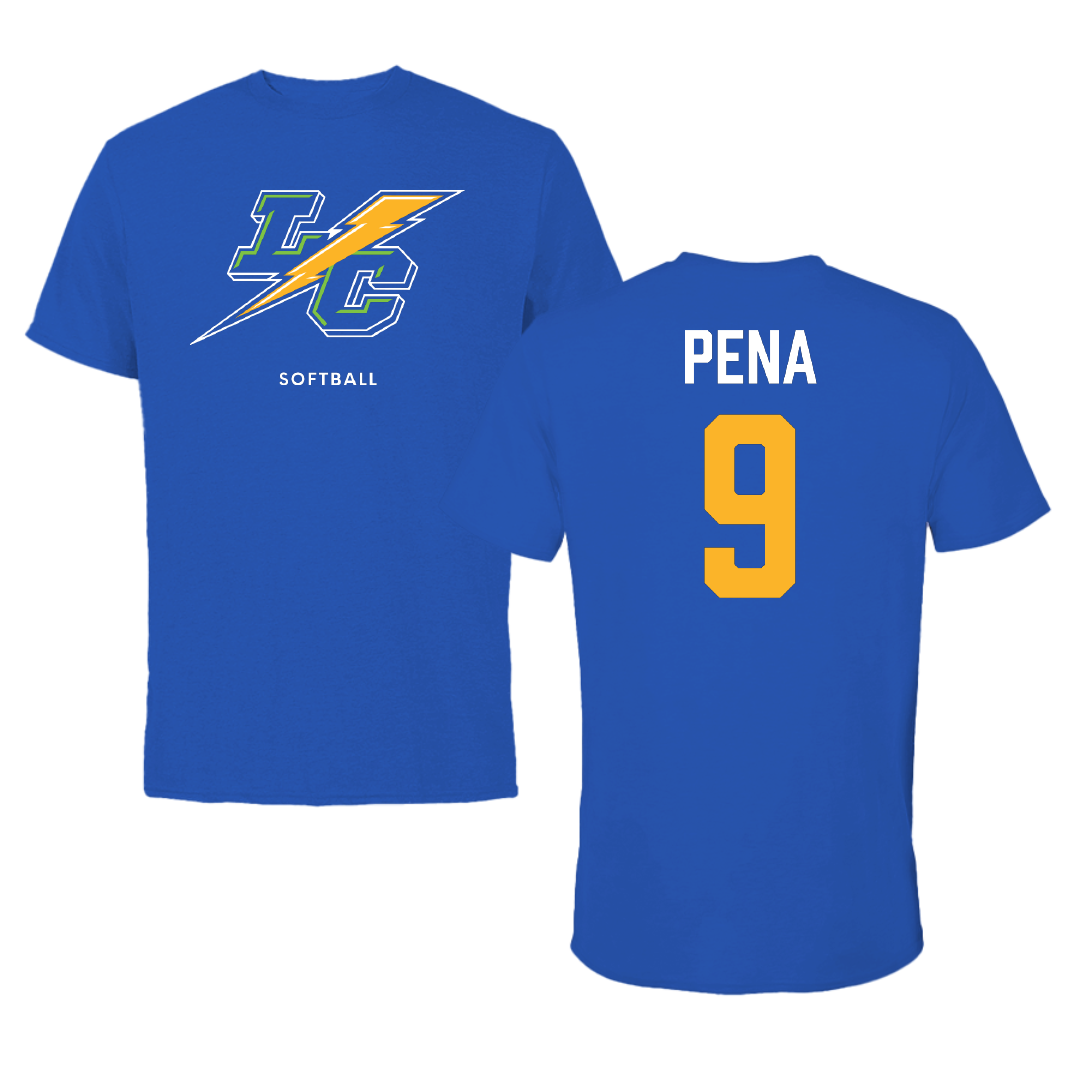 Lehman College Softball Blue Performance Tee - #9 Yudelis Pena