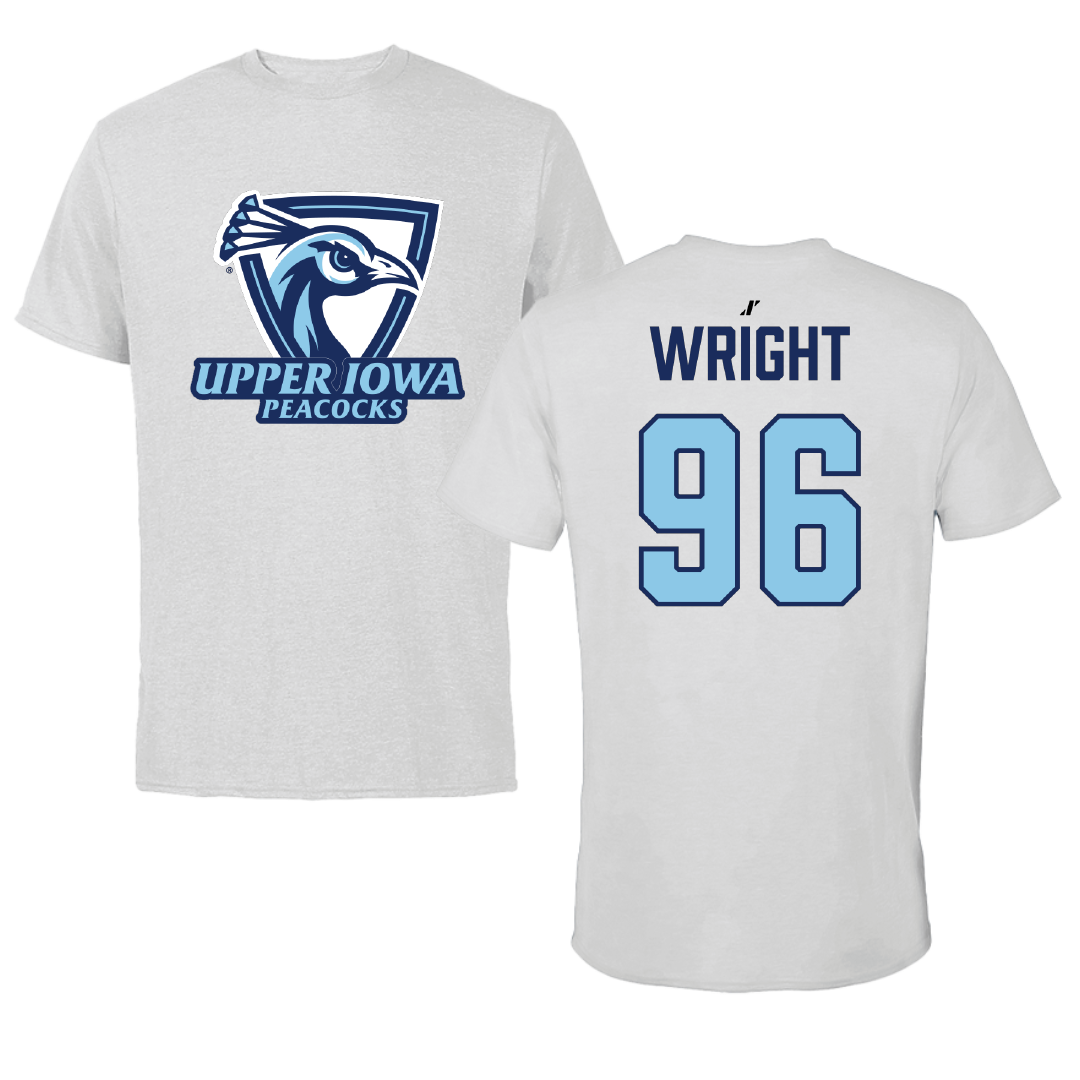 Upper Iowa University Football Light Gray Performance Tee - #96 Logan Wright