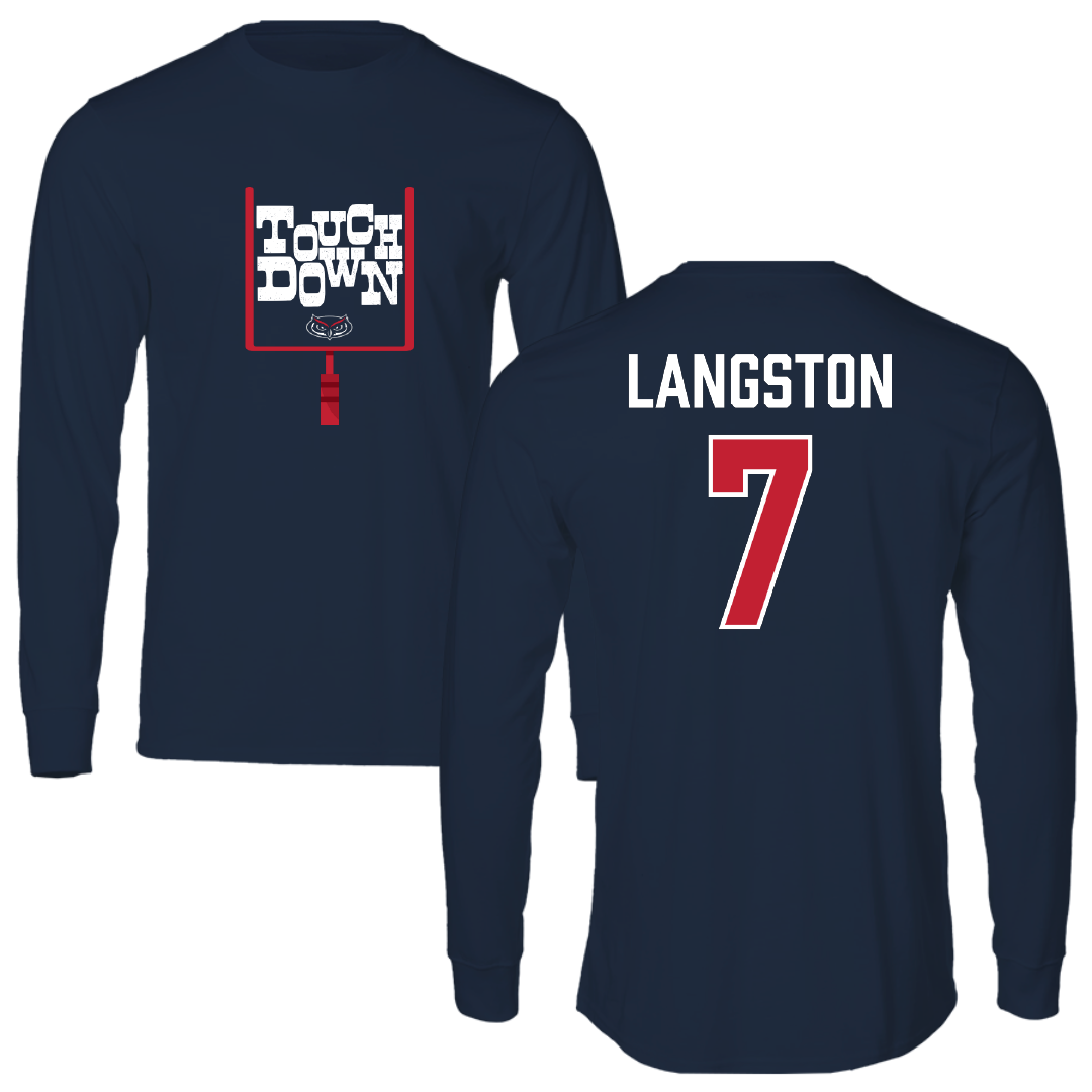 Florida Atlantic University Football Navy Touchdown Performance Long Sleeve - #7 Bryce Langston