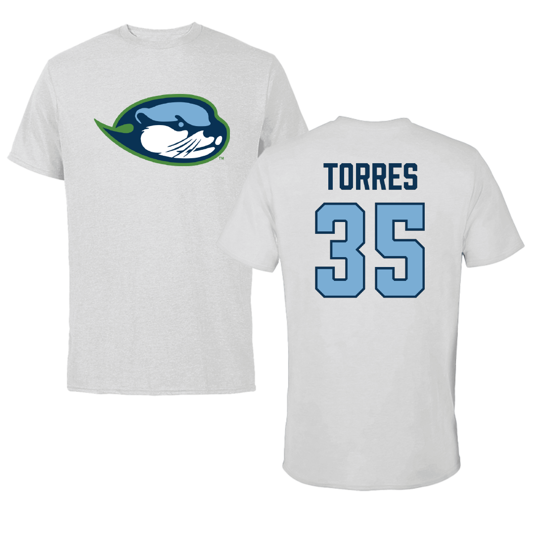 Cal State Monterey Bay Baseball Light Gray Performance Tee - #35 Mitchell Torres