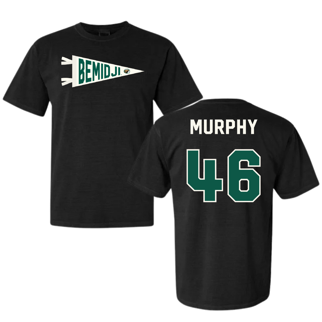 Bemidji State University Baseball Black Pennant Comfort Colors Tee - #46 Andrew Murphy