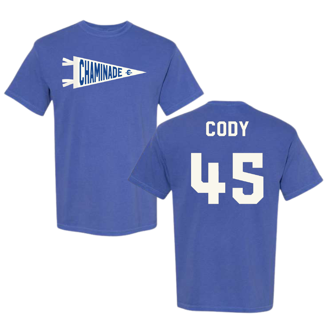 Chaminade University Baseball Blue Pennant Comfort Colors Tee - #45 Chris Cody