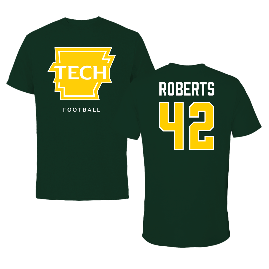 Arkansas Tech University Football Forest Green Tee - #42 Bennett Roberts
