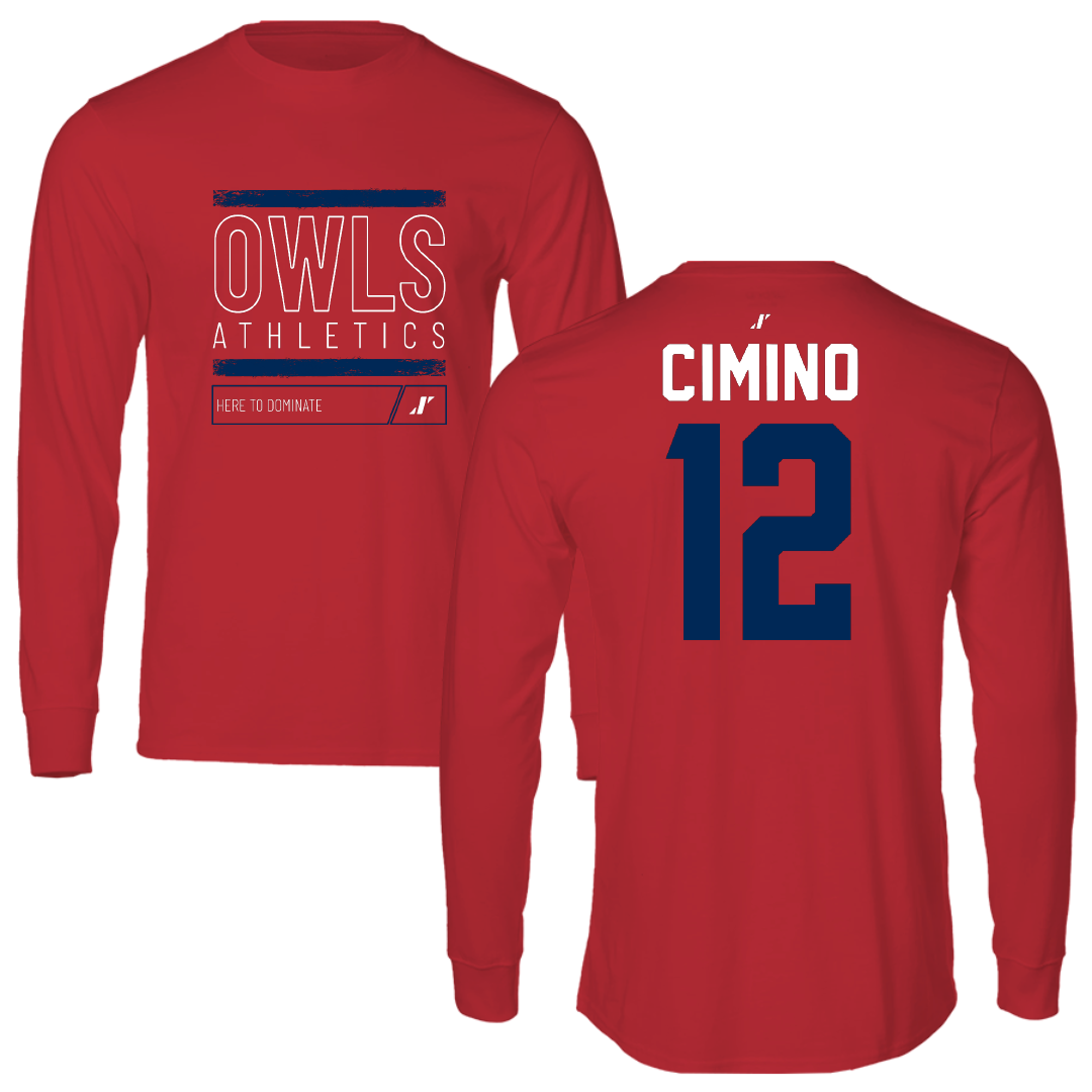 Florida Atlantic University Softball Red Dominate Performance Long Sleeve - #12 Izabella Cimino