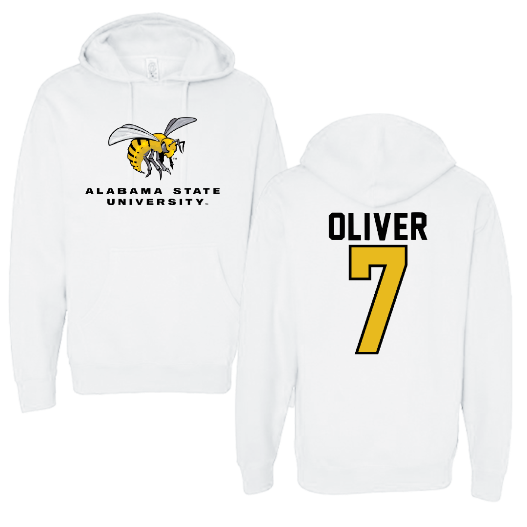 Alabama State University Flag Football White Block Hoodie - #7 Janiyah Oliver