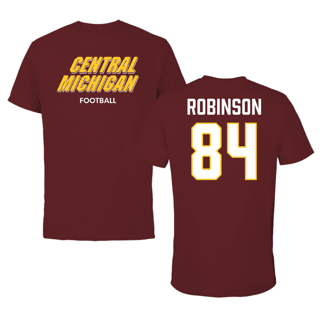 Central Michigan University Football Maroon Performance Tee - #84 Dontae Robinson