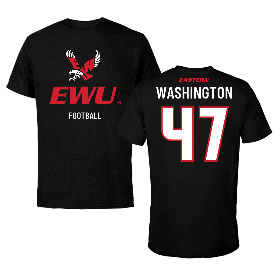 Eastern Washington University Football Black EWU Performance Tee - #47 Messiah Washington