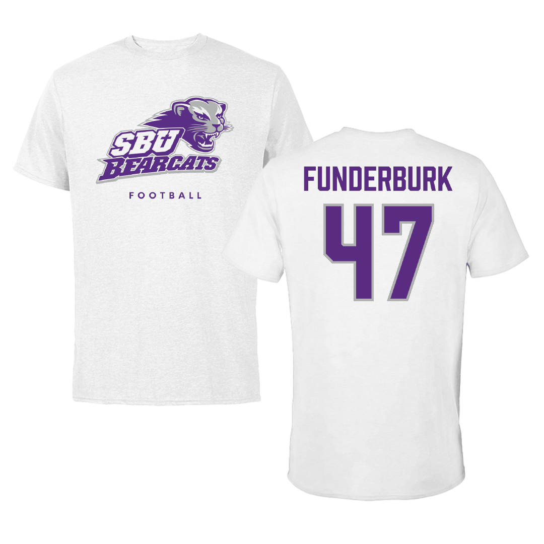 Southwest Baptist University Football White Performance Tee - #47 Will Funderburk