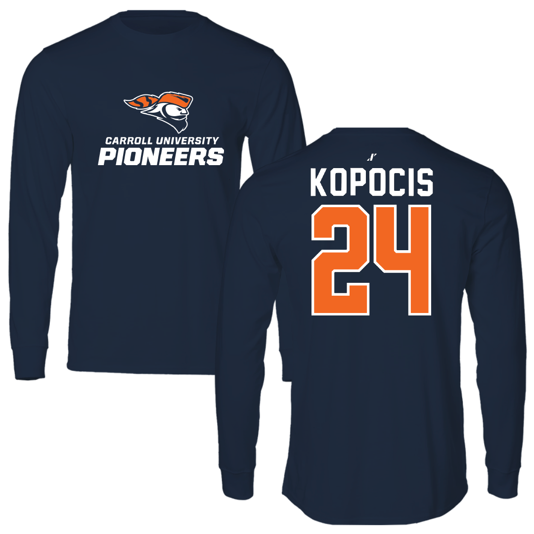 Carroll University Lacrosse Navy Long Sleeve - #24 Jake Kopocis