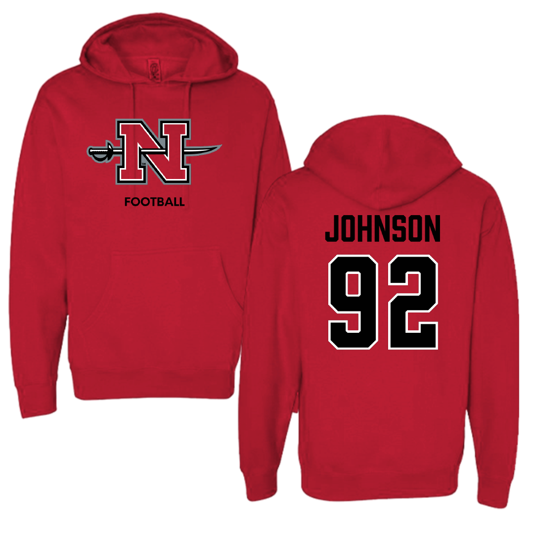 Nicholls State University Football Red Hoodie - #92 Joshua Johnson