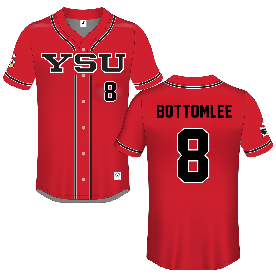 Youngstown State University Red Button-Down Jersey - #8 Naomi Bottomlee