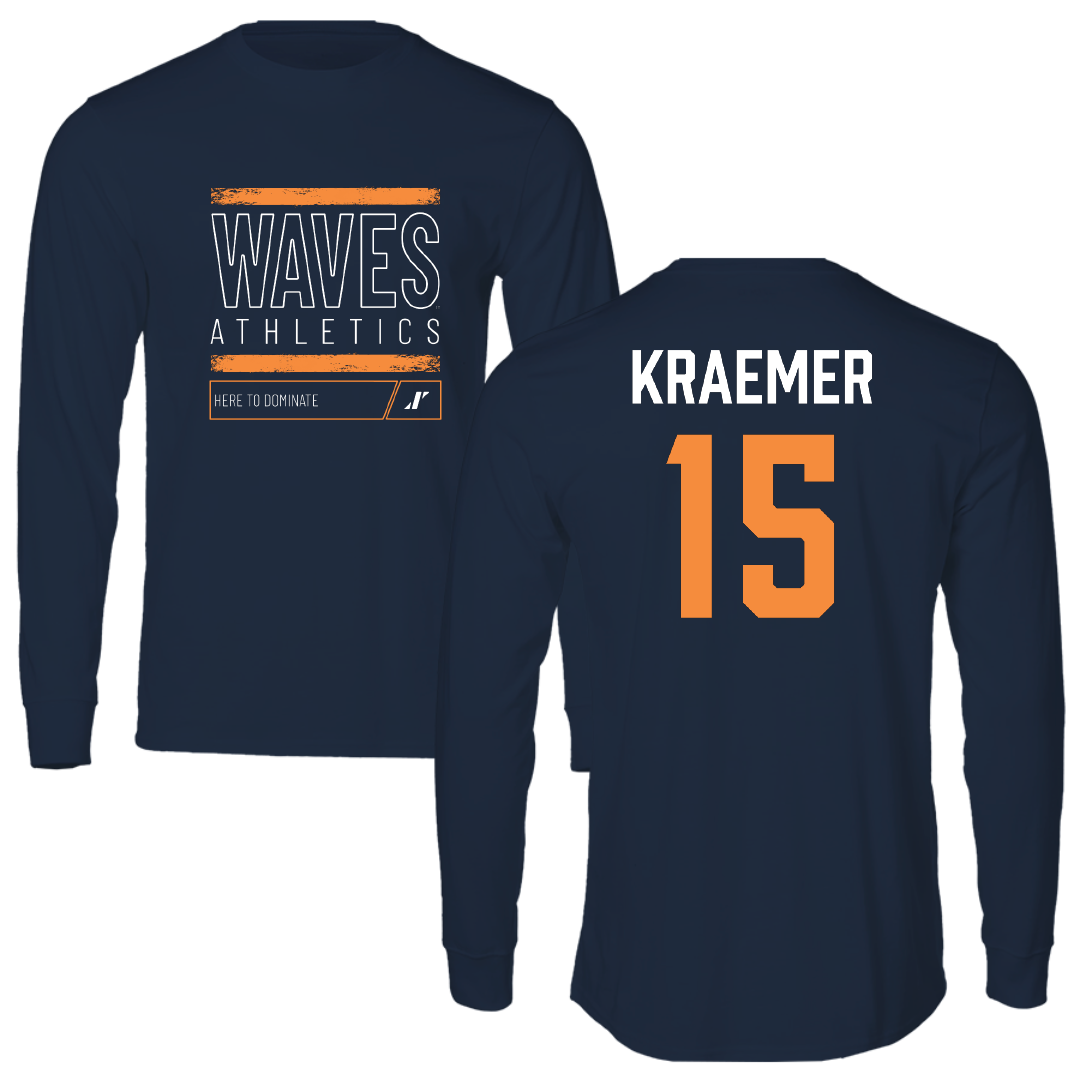 Pepperdine University Baseball Navy Dominate Performance Long Sleeve - #15 William Kraemer