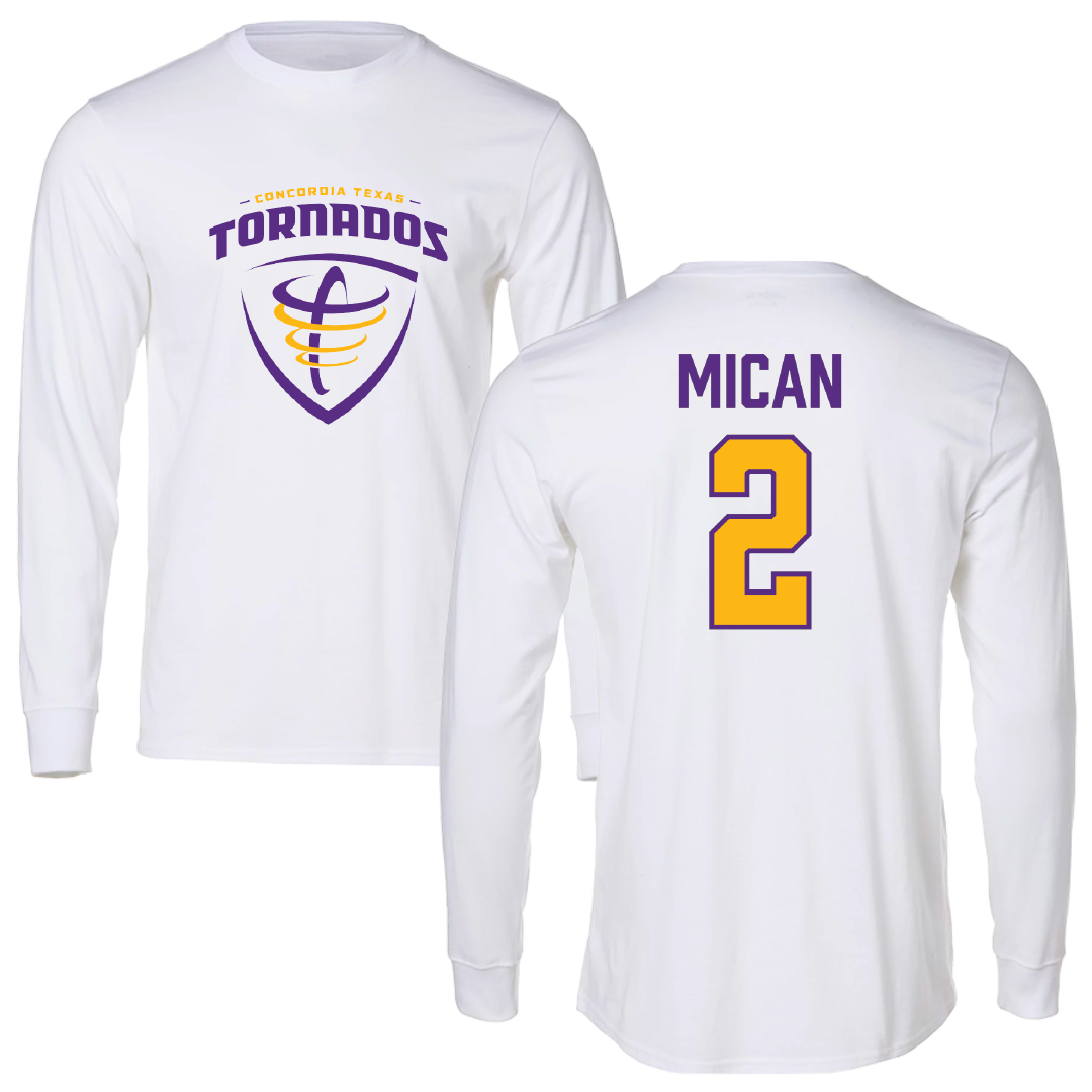 Concordia University (Texas) Softball White Performance Long Sleeve - #2 Malarie Mican