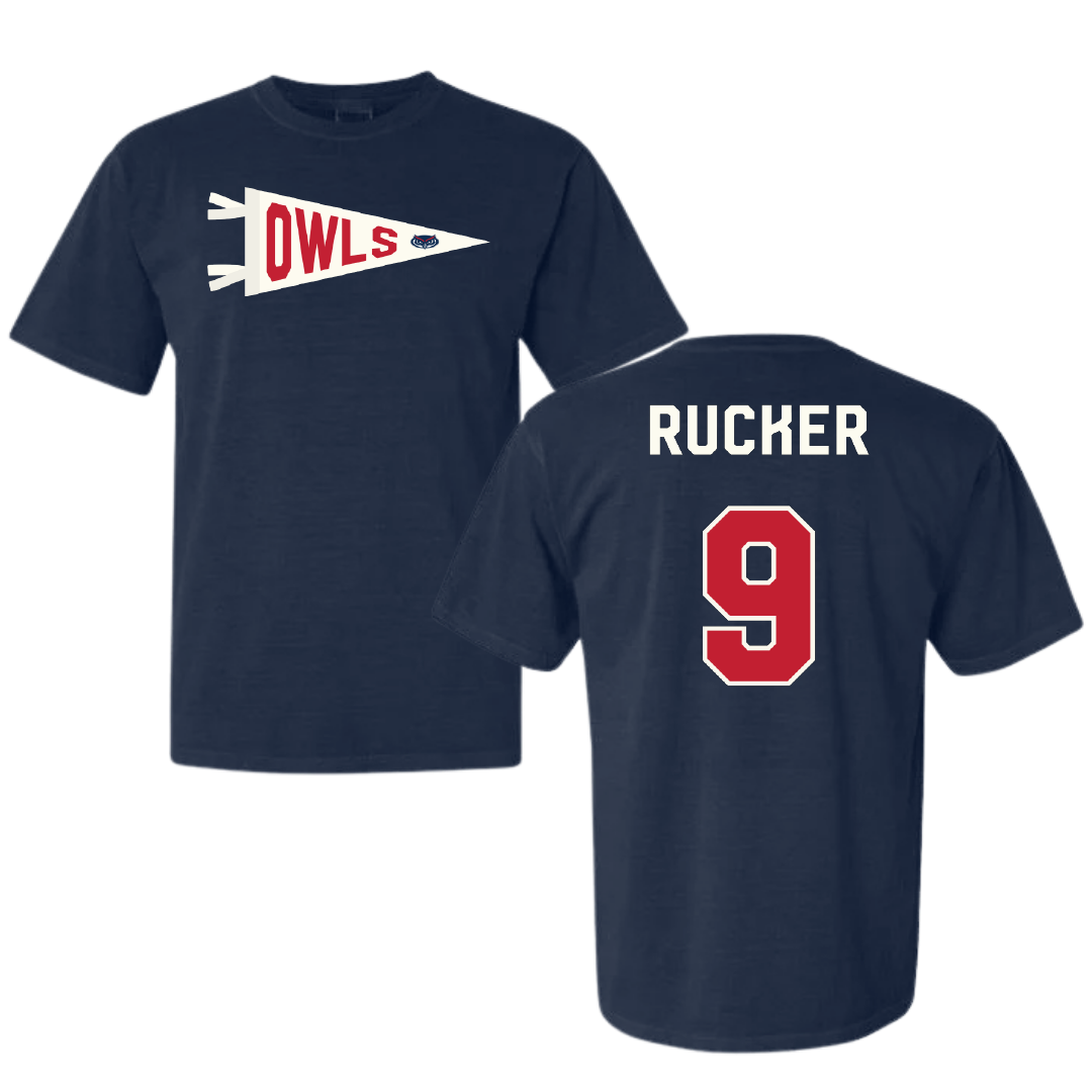 Florida Atlantic University Football Navy Pennant Comfort Colors Tee - #9 Luke Rucker