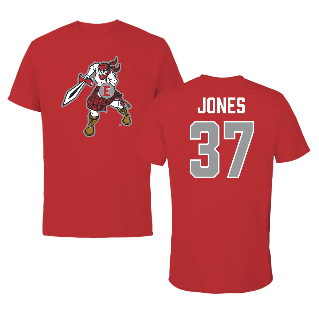 PennWest Edinboro Football Red Tee - #37 Amari Jones